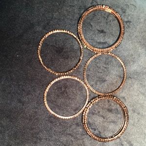 Bangle bracelets. Set of 5. Gunmetal with clear rhinestones.